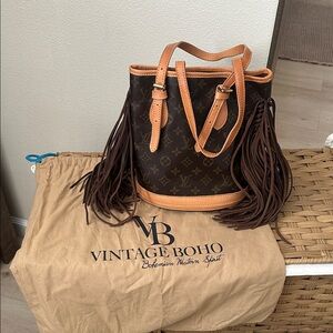 Vintage Brown and Tan Fringe Shoulder Bag